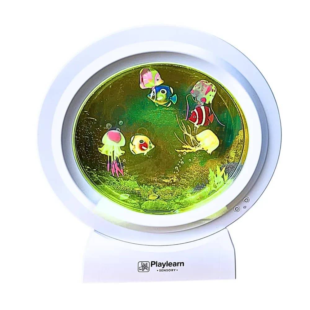 Acvariu rotund alb cu meduze — miniatură