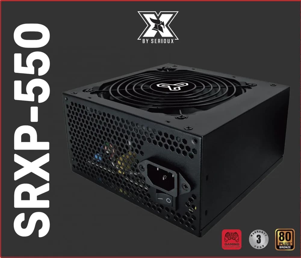 Sursa Serioux Energy 550W, 80+ Bronze, Ventilator 12cm, ATX, material metal, cabluri: 20+4-pin, 1x4+4-pin, 2x6+2-pin, negru
