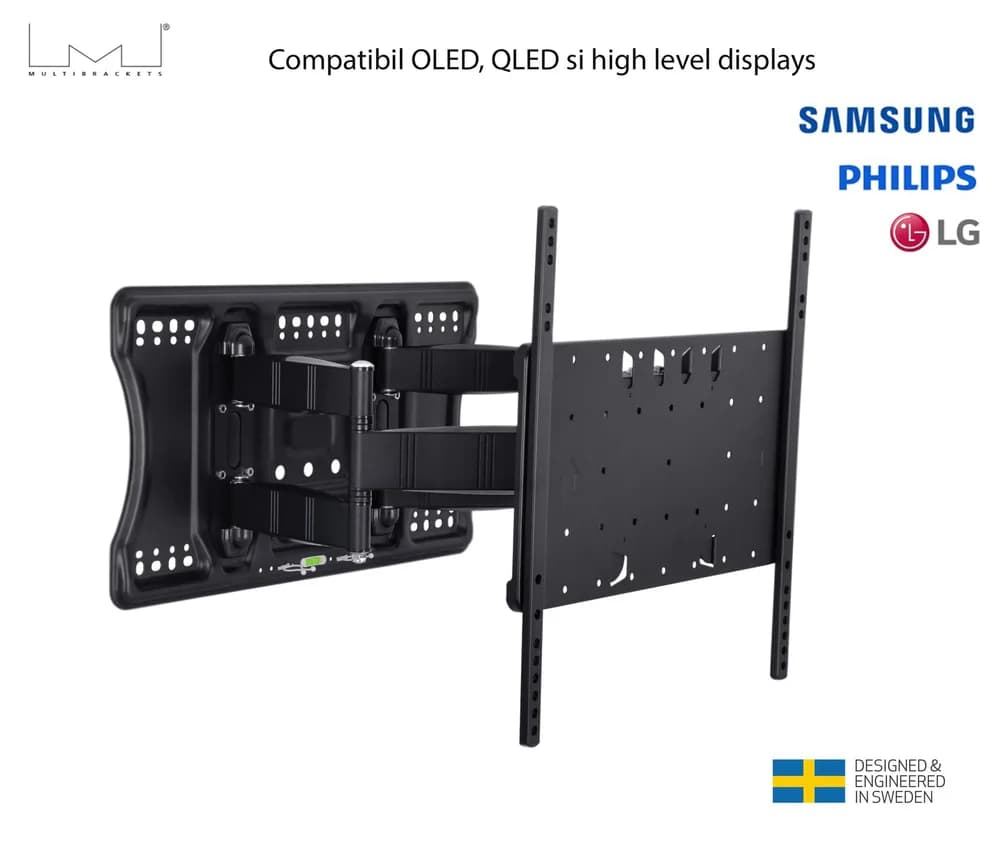 Suport TV de perete Tilt&Turn Super Slim HD Multibrackets MB-5101, 40"-86", max.52 kg, negru