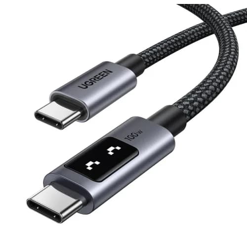 CABLU alimentare si date Ugreen, "L509", Fast Charging Data Cable pt. smartphone, USB Type-C la USB Type-C 100W/5A, 1m, braided, gri "35501" — miniatură