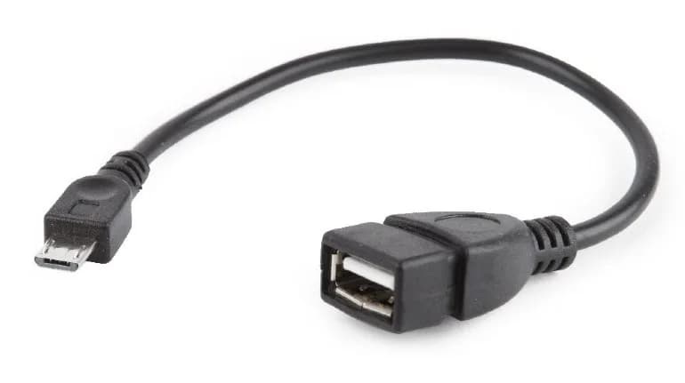 CABLU adaptor OTG GEMBIRD, pt. smartphone, Micro-USB 2.0 (T) la USB 2.0 (M), 15cm, asigura conectarea telef. la o tastatura, mouse, HUS, stick, etc., negru, "A-OTG-AFBM-03"