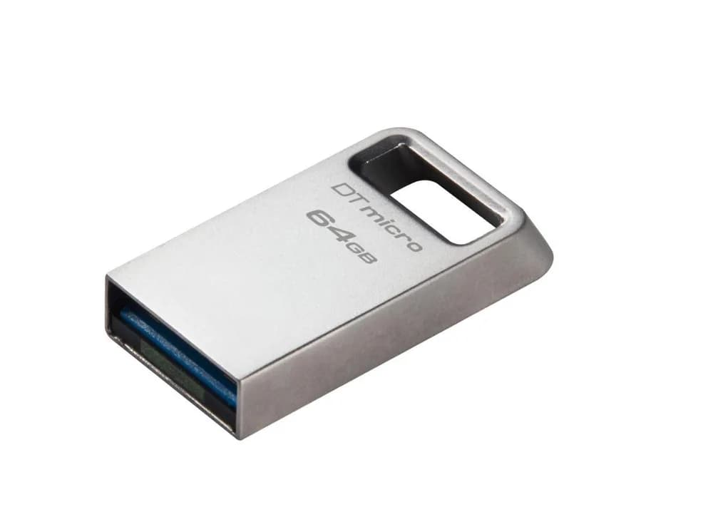 Memorie USB Kingston DataTraveler Micro 64 GB, USB 3.2, Argintiu — miniatură
