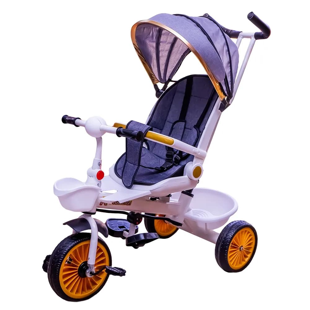 Tricicleta cu pedale, maner si parasolar — miniatură