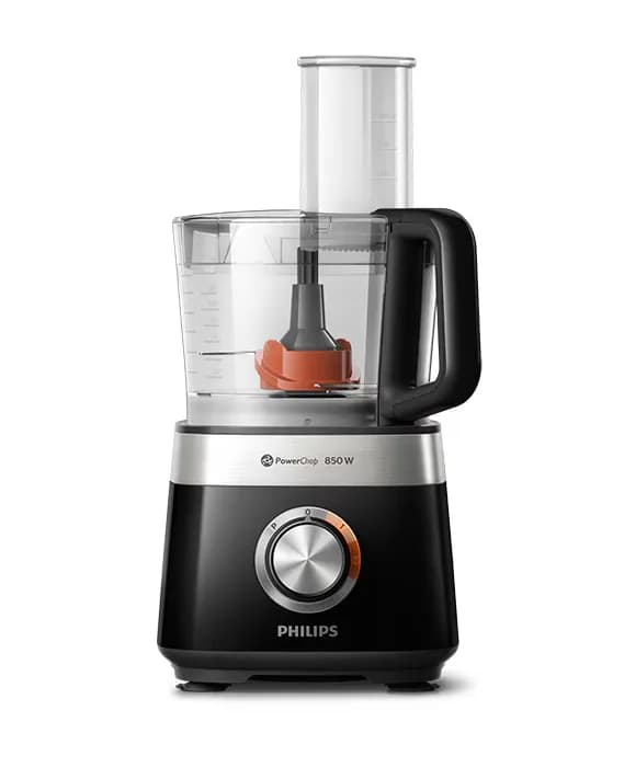 Robot de bucatarie PHILIPS Viva Collection HR7530/10, vas 2.1l, blender 1.5l, 850W, 2 trepte viteza, Negru — miniatură
