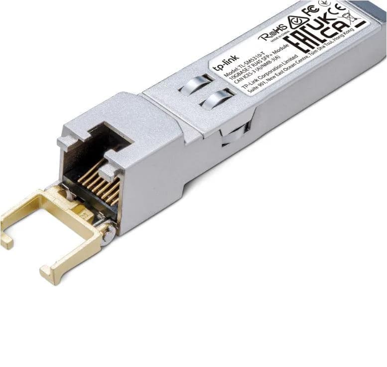 "10GBASE-T RJ45 SFP+ Module SPEC: 10Gbps RJ45 Copper Transceiver, Plug and Play with SFP+ Slot, Support DDM (Temperature and Voltage), Up to 30 m Distance (Cat6a or above)" — miniatură