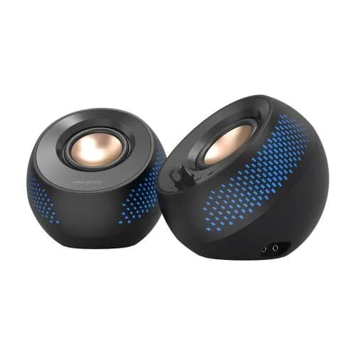 CREATIVE PEBBLE X USB-C 2.0 Speakers w/Bluetooth 5.3, RGB Lighting, Aux, black "51MF1715AA000"