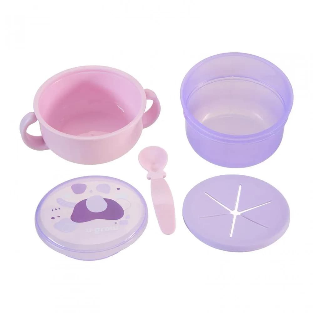 Bol 2 in 1 pentru snackuri cu lingurita, mov, U-Grow — miniatură