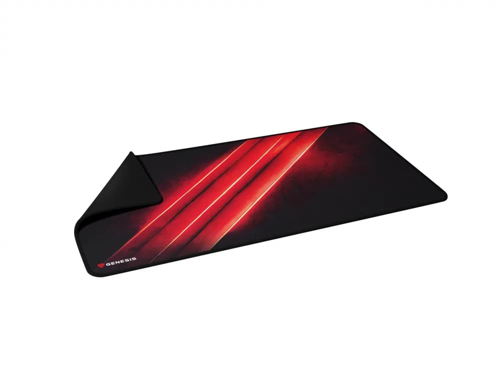 Mousepad Genesis Carbon 500 Maxi Flash, material cauciuc + textil, dimensiuni 900x450x2.5 mm, negru/rosu — miniatură