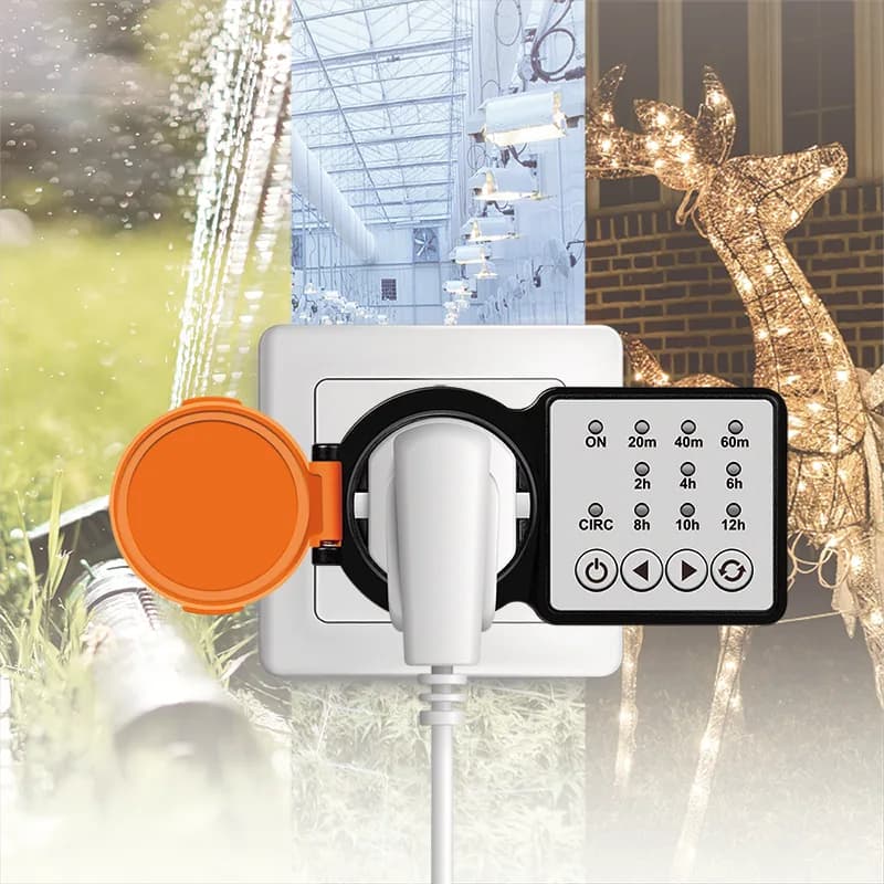 PRELUNGITOR LOGILINK, Schuko x 1, 230 V/16 A, 50 Hz, max. 3500 W, timer, 4 butoane operare, IP44, negru-portocaliu, "ET0015" — miniatură