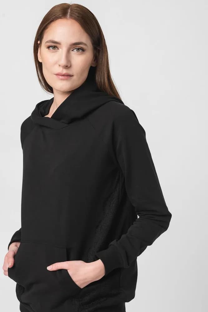 HANORAC COTON DANTELA FEMEI BLACK-L