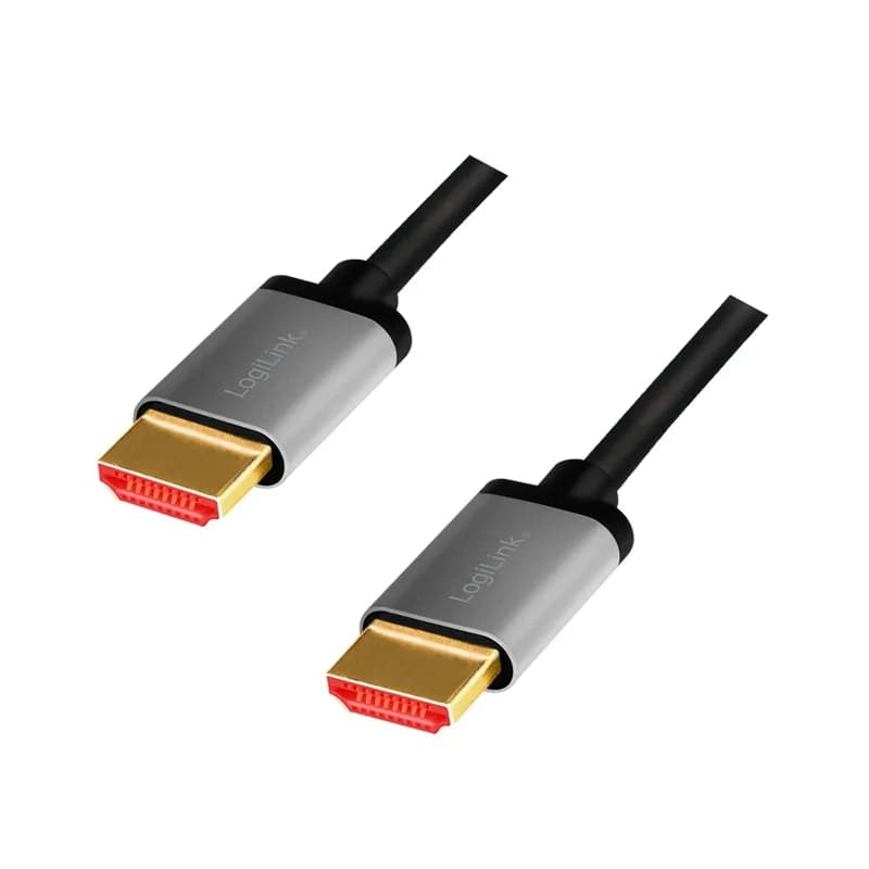 CABLU video LOGILINK, HDMI (T) la HDMI (T) 2.1 UHS, 2m, conectori auriti, rezolutie maxima 8K (7680 x 4320) la 60 Hz, aluminiu, negru, "CHA0105"