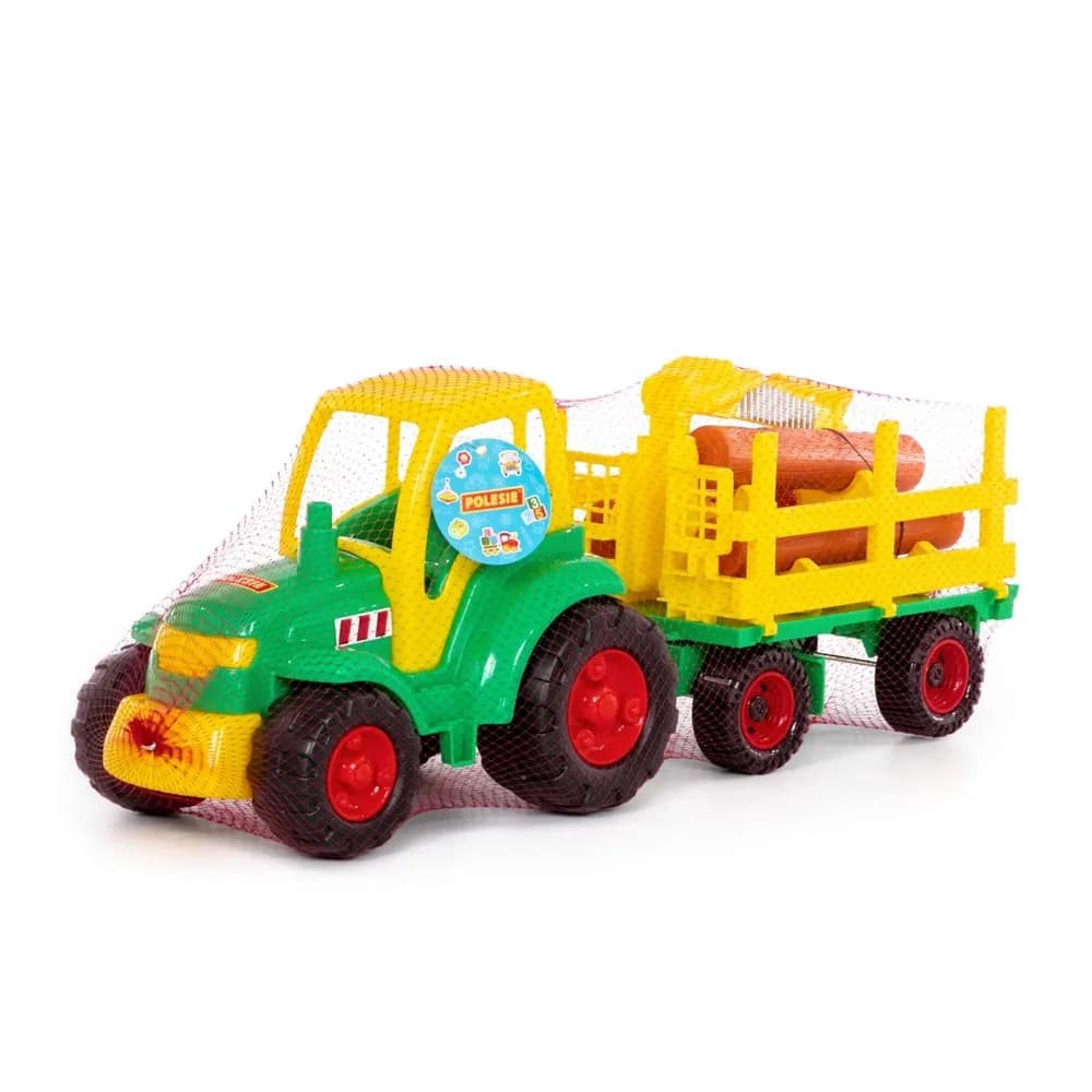Tractor cu remorca lemne - Champion, 68x22x26 cm, Polesie — miniatură