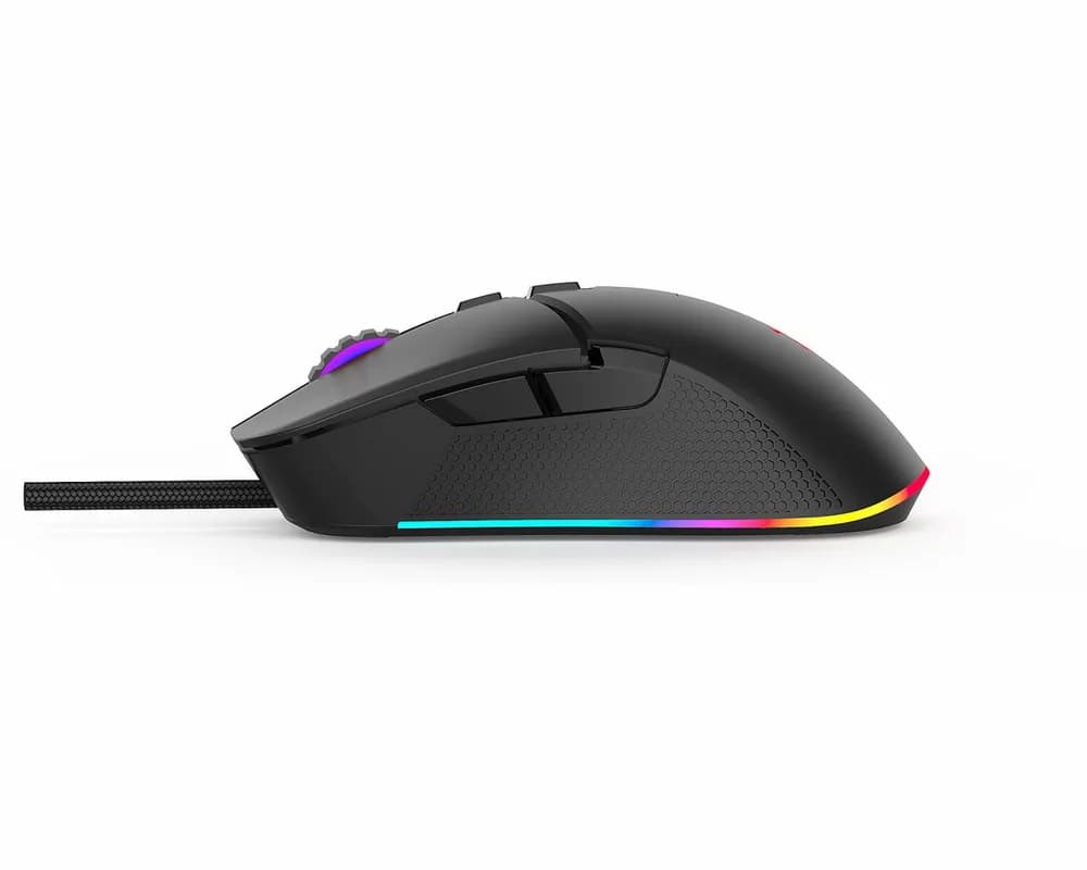 Mouse gaming Serioux Kayel, Senzor Sunplus 199, 800-6400 DPI, switch HUANO, pana la 20 milioane de click-uri, 7 Butoane, 6 moduri de iluminare RGB, cablu USB 1.5M, plug and play, compatibil cu Windows 2000/XP/9X/VISTA/7/8/10 — miniatură