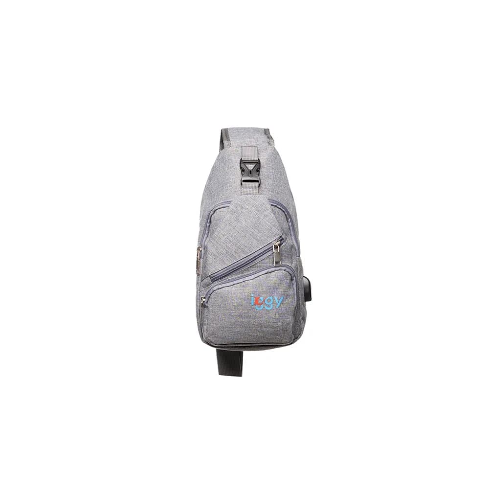 RUCSAC Sling Iggy, polyester,1 bretea, 1 compartiment principal,2 compartimente frontale, 32x16x6.9cm, mufa USB incarcare+cablu, gri, "IGSL-SLING-GY" — miniatură