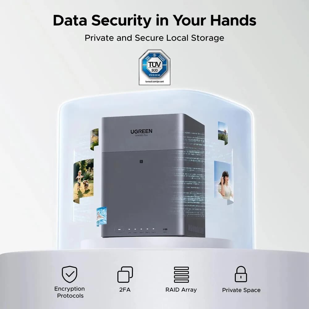 NAS Ugreen "DH2300 Bundle", CPU RK3588C 2.0GHz ARM, RAM DDR4 8Gb, SATA 30Tx4, LAN 2.5Gbx1, 1xUSB 3, 1xTypeC, HDMI 2.0 4K, "85660" - 6941876286607 — miniatură