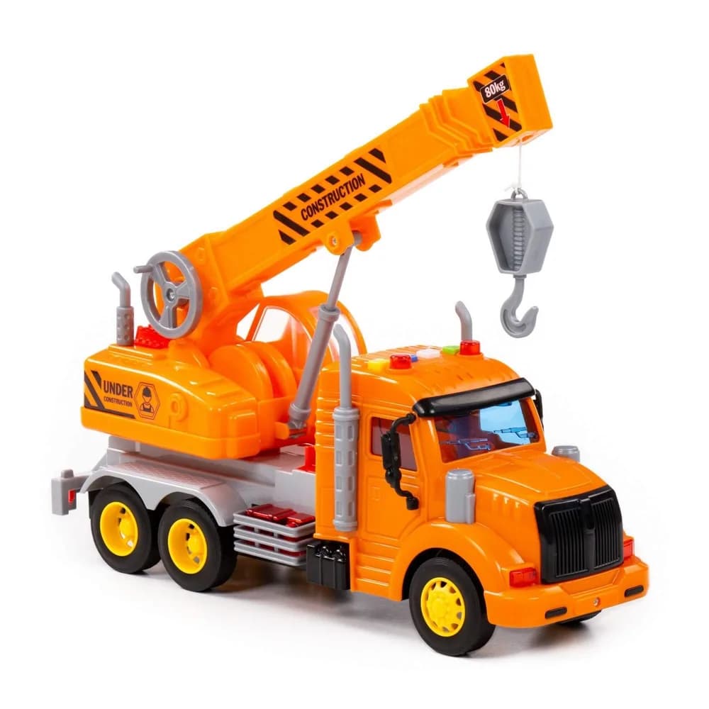 Camion constructii + macara, cu lumina si sunet, 33.5x11.5x18.5 cm, Polesie — miniatură
