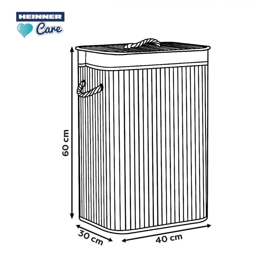 COS DE RUFE DREPTUNGHIULAR DIN BAMBUS, 40x30x60 CM, 70 L — miniatură