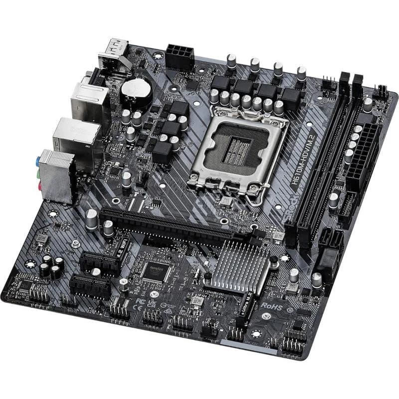 PLACA de BAZA Asrock "H610M-HDV/M.2", skt LGA 1700, mATX, Intel H610, 2 x DDR4, max. 64 GB, 4 x SATA, 1 x M.2, 7.1, "H610M-HDV/M.2" — miniatură