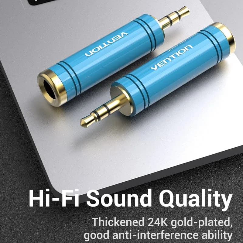 Adaptor audio Vention, Jack 6.35mm (M) la Jack 3.5mm (T), conectori auriti, albastru, "VAB-S04-L" — miniatură