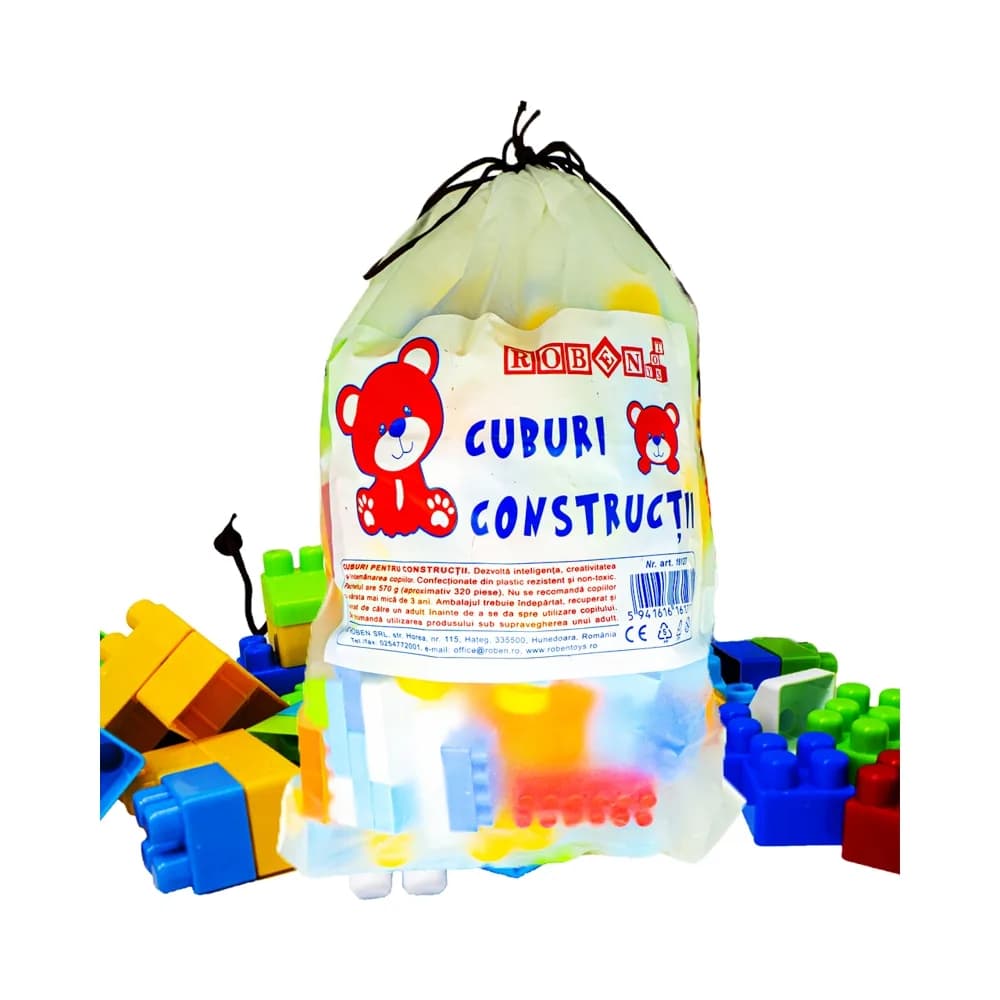 Cuburi constructii ambalaj mare, 320 piese/570g - ROBENTOYS — miniatură