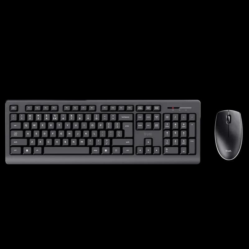 Kit Wireless tastatura si mouse TRUST Primo, taste numerice, Negru — miniatură