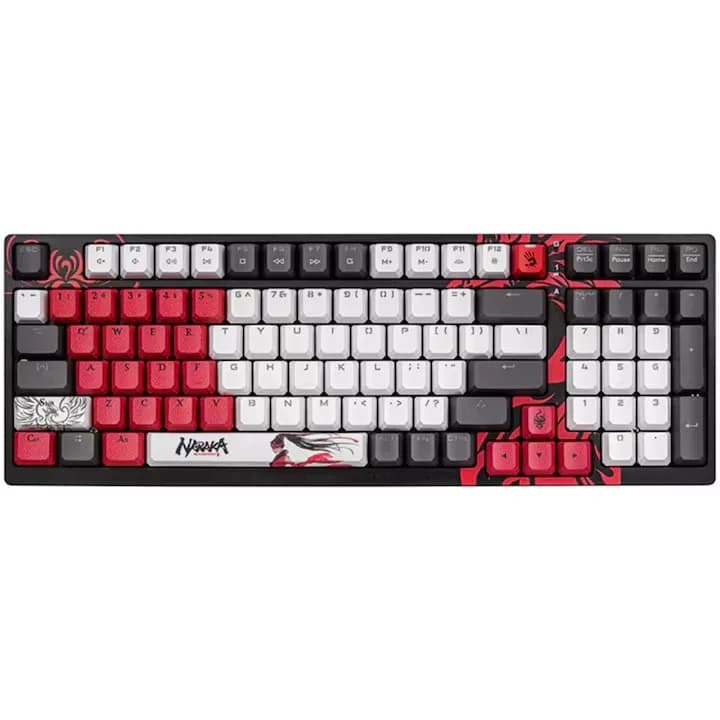 TASTATURA A4TECH - gaming, "Bloody co-branded Naraka", cu fir 1.8m, 106 taste, multimedia, iluminare, USB, negru, "S98" — miniatură