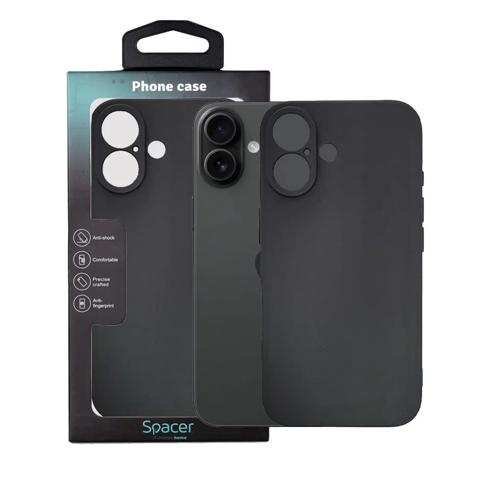 Husa Iphone 16 Spacer, grosime 1.5mm, material flexibil TPU, negru "SPPC-AP-IP16-TPU"