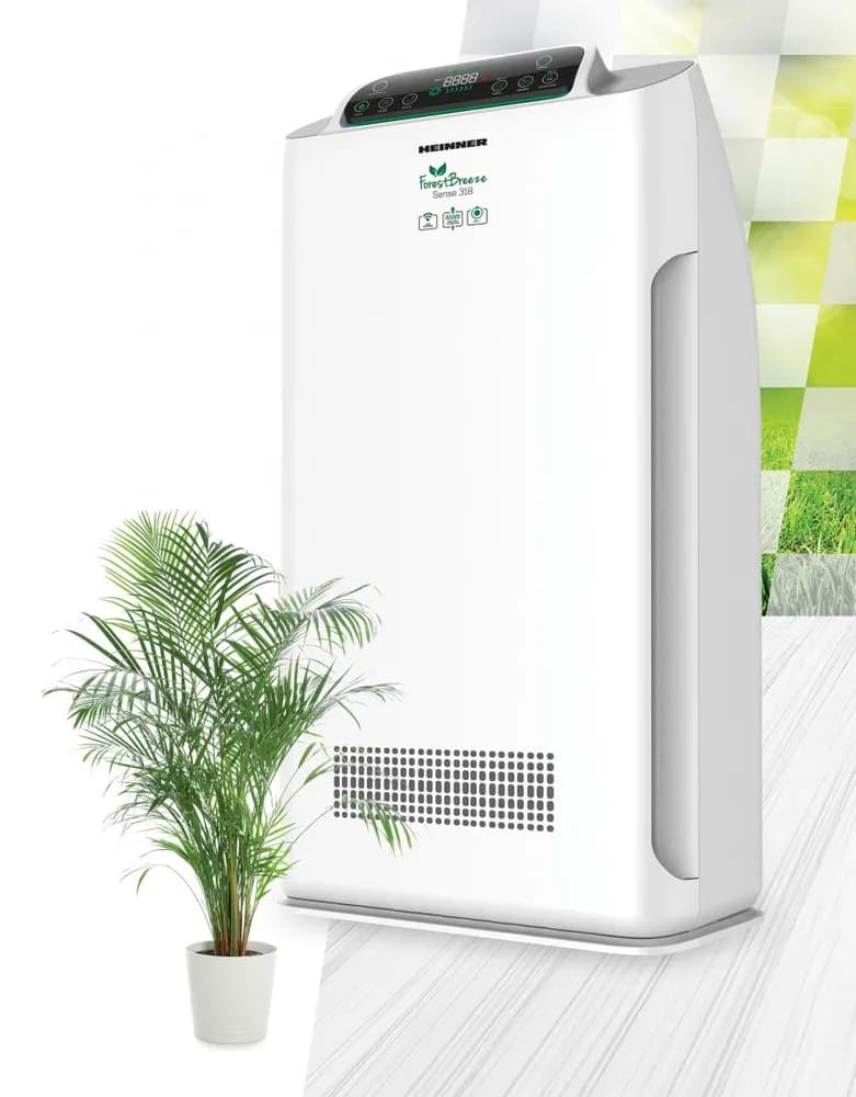 Purificator de aer, arie de acoperire: 38m², CADR (flux de aer): 318m³/h, control tactil cu display, control WIFI, telecomanda, generator de ioni negativi, senzor PM 2.5, display digital PM 2.5, indicator calitate aer – culoare verde/galben,/rosu, lampa UV, filtru compus (include filtru HEPA H11) — miniatură