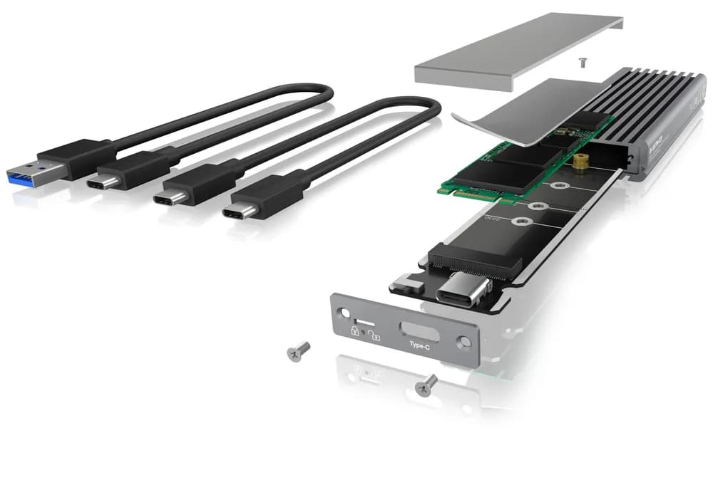 RACK extern Icy Box, pt. SSD, 1xM.2 SSD la USB 3.1 gen2-C,pana la 10Gbit/s, 22x30/ 42/ 60/ 80, aluminiu,radiator aluminiu+pad silicon,prot.scriere, negru, "IB-1817M-C31" — miniatură