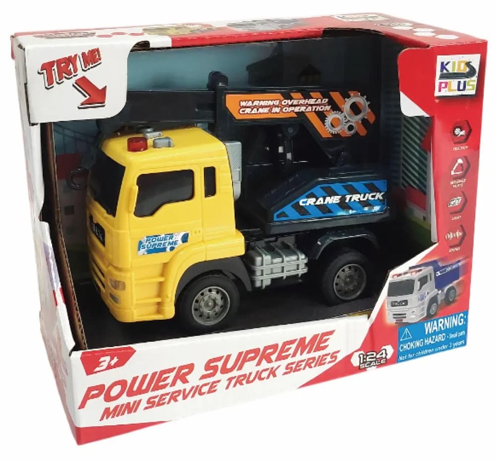VEHICULE CU LUMINI, SUNETE SI FRICTIUNE, SCARA 1/24, DIVERSE MODELE- EXCAVATOR, MACARA SI BASCULANTA — miniatură