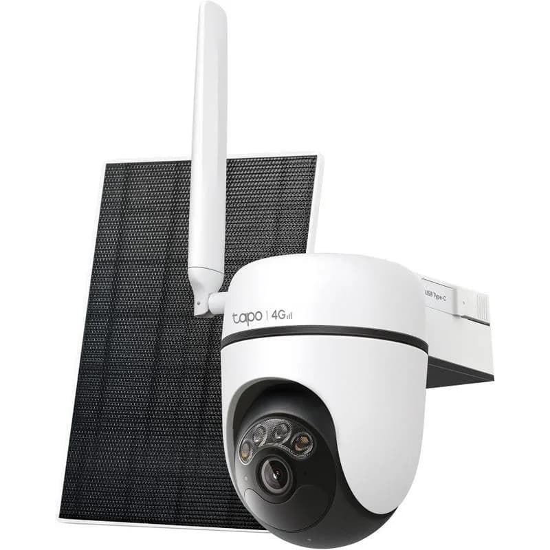 Tapo Solar-Powered Pan/Tilt 4G LTE Security Camera Kit, Senzor CMOS cu scanare progresivă de 1/2,8", LED IR 850 nm, Câmp vizual: 100,6° (diagonală), 84,4° (orizontală), 44,3° (verticală), 2K 3MP (2304 × 1296 px), frame rate 15/20 fps