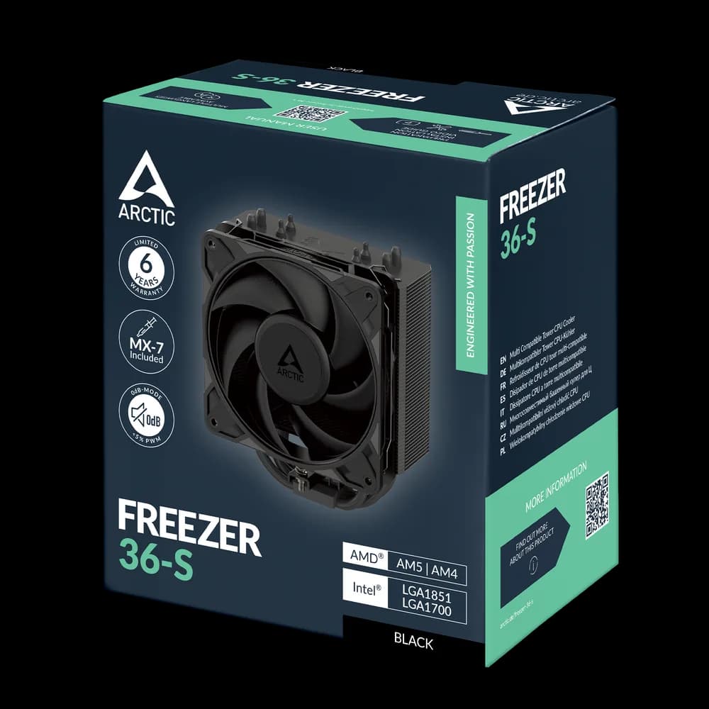 COOLER Arctic "Freezer 36-S (Black)" skt. Intel si AMD, racire cu aer, vent. 120mm, 600 - 3000 rpm, 4 heatpipies, inaltime 156mm,"ACFRE00196A" — miniatură