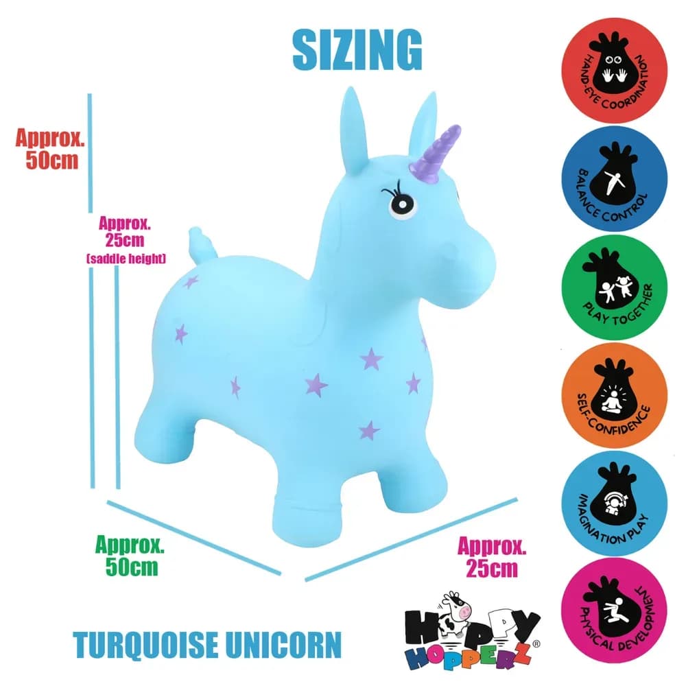 Jucărie gonflabilă săltăreață de călărit Unicornul Turcoaz HappyHopperz — miniatură