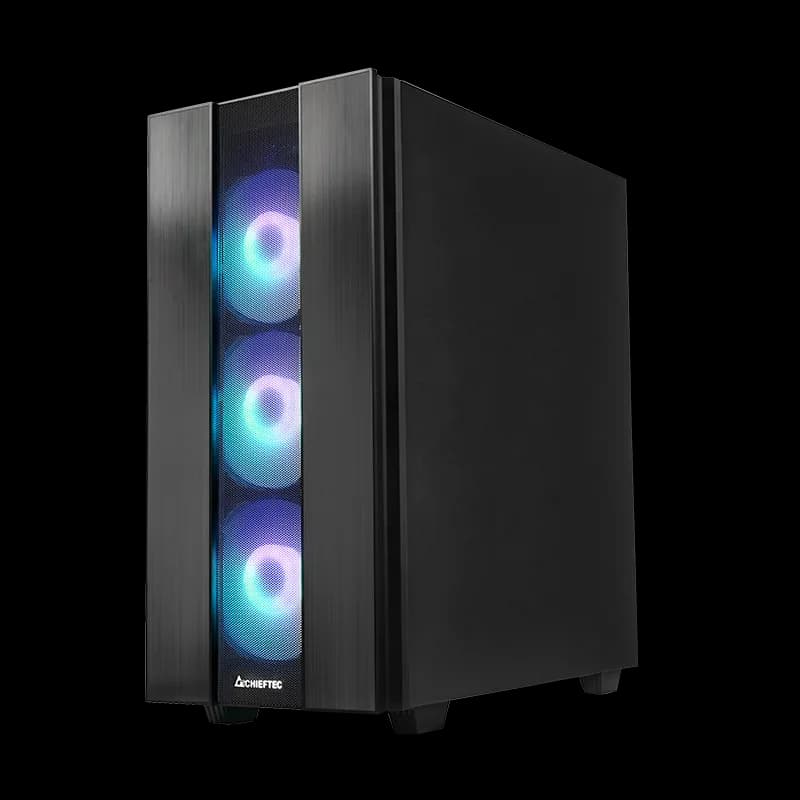 CARCASA Chieftec "HUNTER 2", Middle Tower,ATX fara sursa, sticla securizata,4xfan ARGB,USB 3.2 gen 1x1,USB Type-Cx1, ack 3.5mm,mesh pt. filtrare praf,HUB, fan ctr, "GS-02B-OP" — miniatură