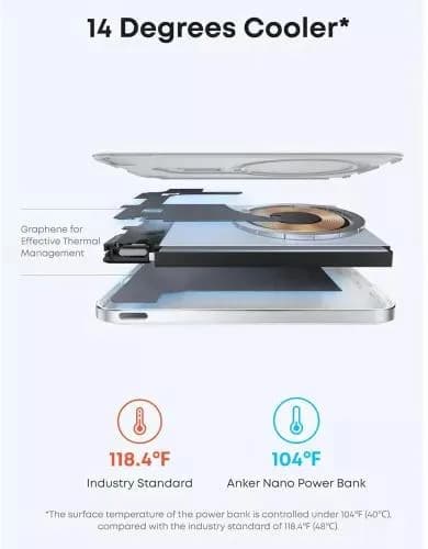 POWER BANK Anker "Nano" 5.000 mAh, 15W MagGo, slim, magnetic, wireless, 1 x USB-C incarcare, 122g, alb, "A1665H21" - 194644235451 — miniatură