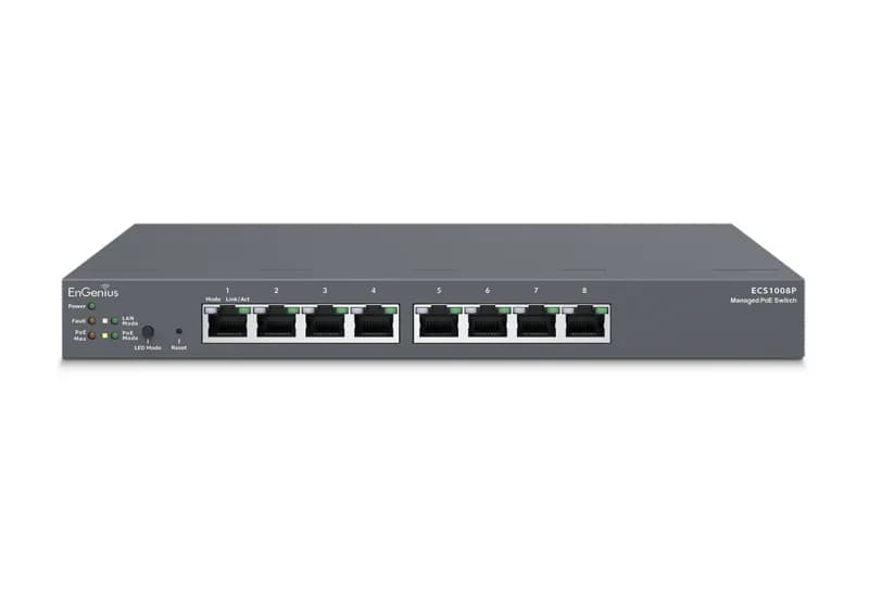 EnGenius Managed / stand-alone Desktop 8-port 55W GbE Switch (PoE) 8-port GbE PoE.af 55W L2+ DT Cloud Management Switch