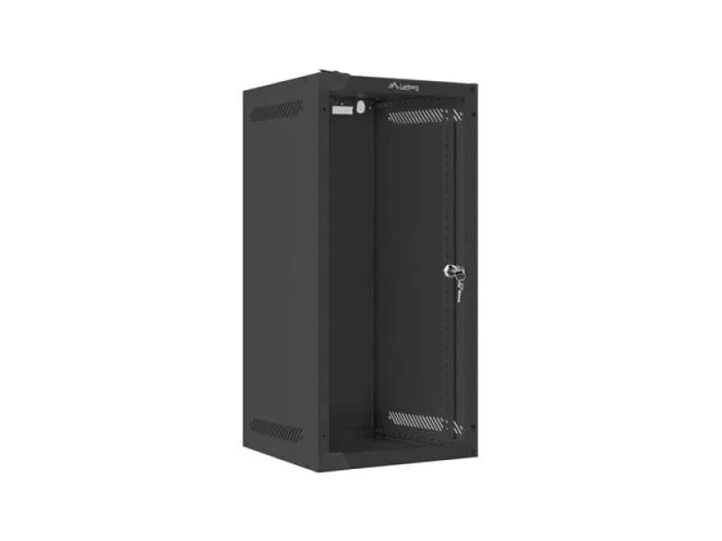 Dulap rack 10" perete 12U / 280x310 (flat pack) cu ușă din sticlă, negru