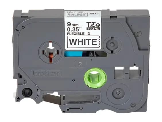 Banda laminata Original Brother Black on White, TZEFX221, pentru E105|E110|H100|H101|H105|H110|H111|P300|128|200|1000|1010|1090|1100|1120|1130|1160|1170|1180|1190|1200|1230|1280|1290|6100|7100|ST1150, 9mm, incl.TV 0 RON, "TZEFX221"