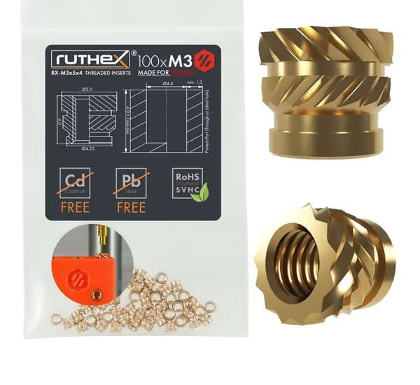 Inserturi filetate Ruthex M3 threaded insert pentru VORON – Rx-M3x5x4 – 100 buc