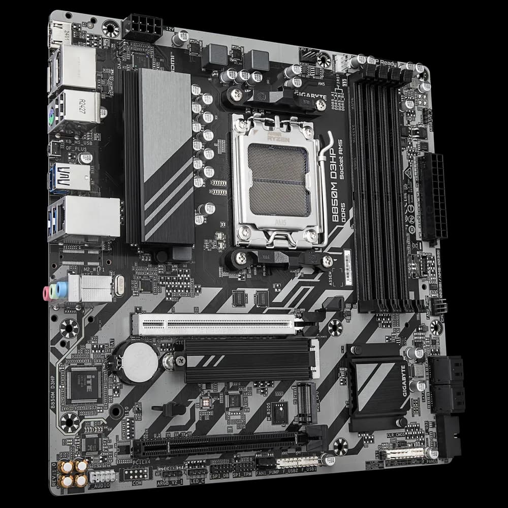 Placa de baza GIGABYTE B850M D3HP, AM5, DDR5, mATX, Gri/Negru "B850M D3HP" — miniatură