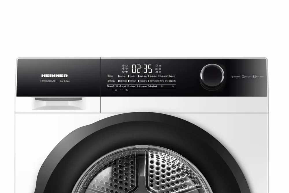 Uscator de rufe HEINNER HHPD-HMK80IVFC+++, 8 kg, Inverter, Clasa: C, Alb — miniatură