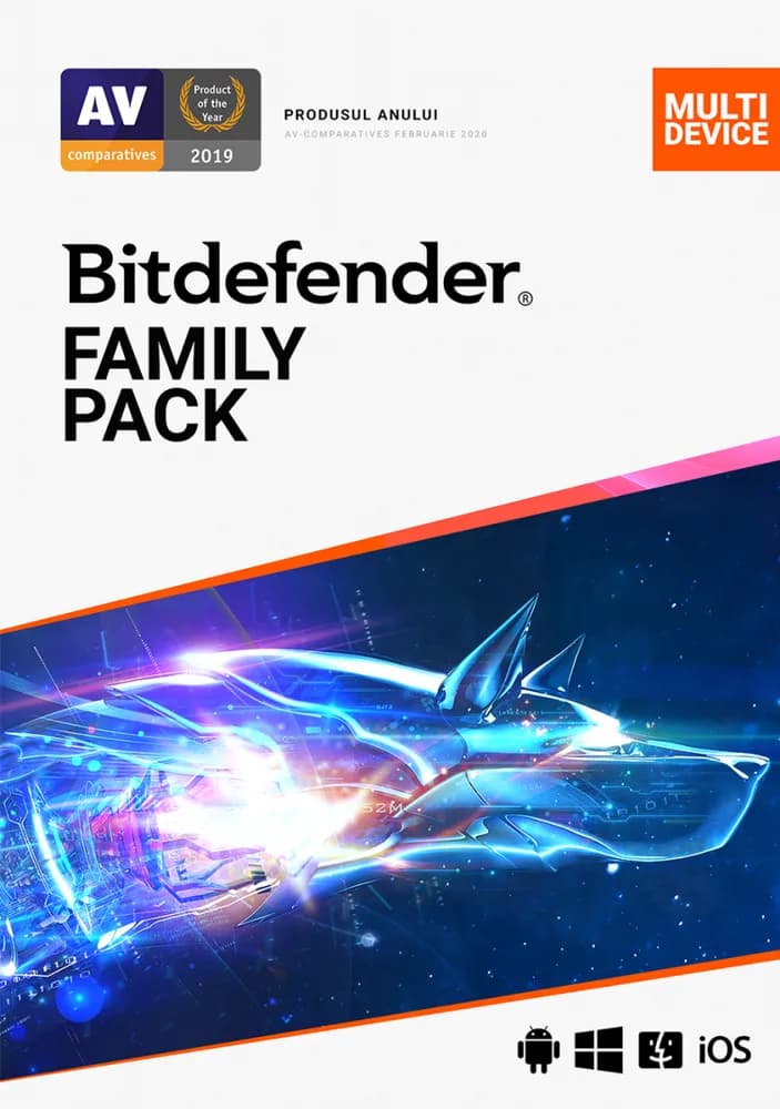 Licenta retail Bitdefender Family Pack - protectie anti-malwarecompleta pentru toata familia, disponibila pentru Windows, macOS, iOS si Android, valabila pentru 1 an, 15 dispozitive, new. — miniatură