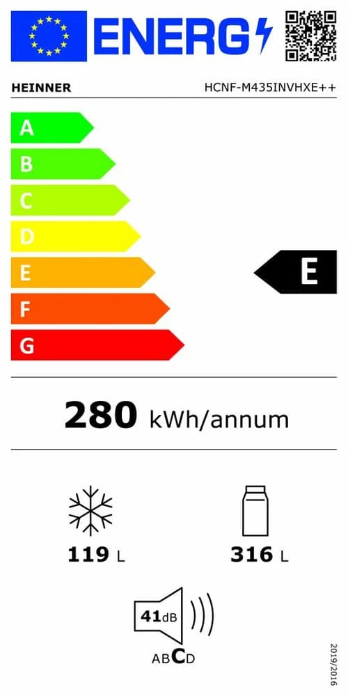 Combina frigorifica HEINNER HCNF-M435INVHXE++, No Frost, 435 l, Clasa E, Compresor inverter, Aspect inox — miniatură