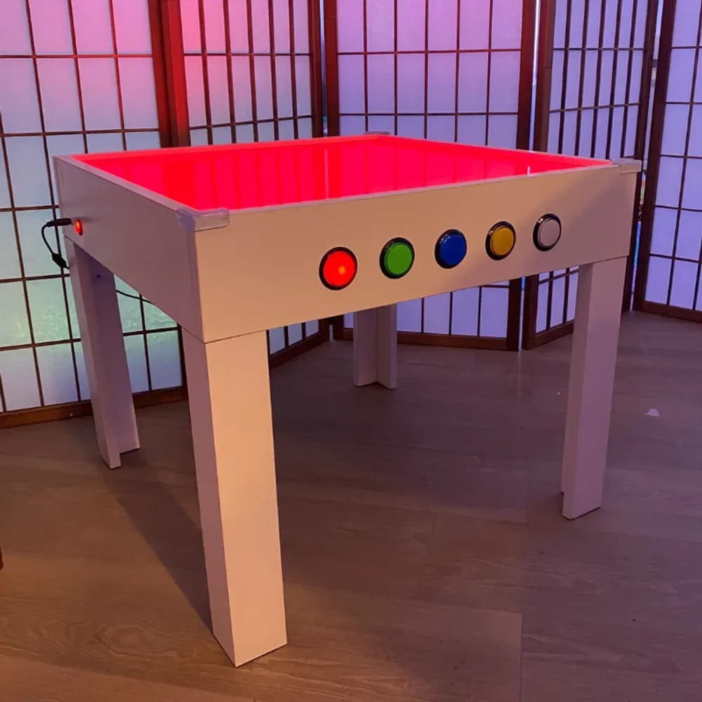 Masă mare cu blat luminos pentru nisip, cu picioare — miniatură