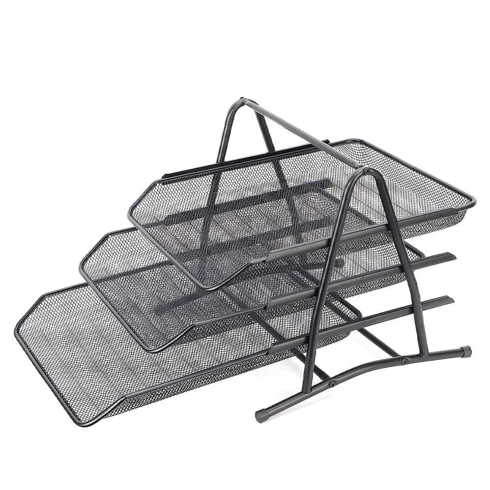 Tavita documente MESH, 3 compartimente neagra - OFFISHOP — miniatură