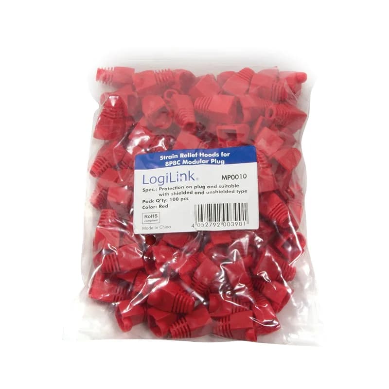 MANSON mufe RJ-45 LOGILINK pt. cablu UTP, FTP, SFTP, RJ-45 (T), plastic, 100 buc, rosu, "MP0010"