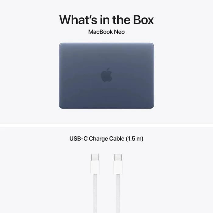 MacBook Neo 13" Retina/Apple A18 Pro (CPU 6-core, GPU 5-core, NeuralEngine16-core)/8GB/256GB - Indigo - INT KB (No Adapter) - 2026 — miniatură