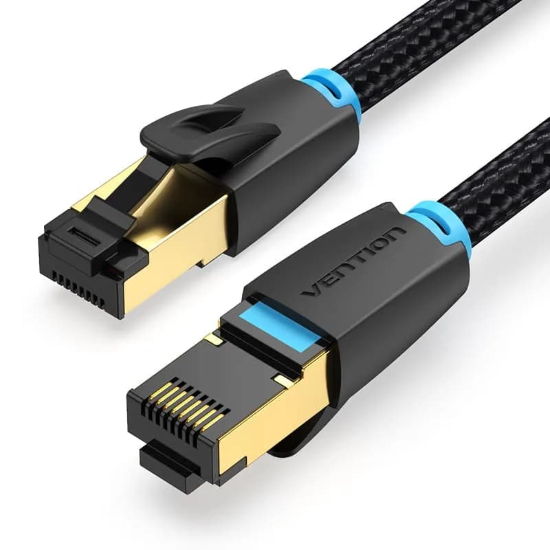 Patch cord SFTP Vention, Cat. 8, RJ-45 (T) la RJ-45 (T), 2m, AWG 30, 40Gbps, ecranat, conectori auriti, negru, "IKGBH" - 6922794749658