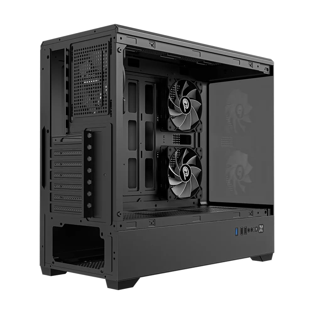 CARCASA SPACER - gaming, Middle Tower, ATX, #NAUTILUS", fara sursa, sticla securizata, 3 x ARGB fan, USB 3.0 x 1, USB 2.0 x 2, HD-Audio, Jack 3.5mm x 1, black #SPCS-GC-NAUTILUS-BK-3F" — miniatură