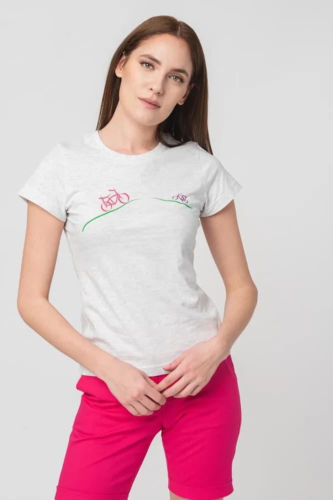 TRICOU CASUAL BICICLETE FAMILIE FEMEI LIGHT GREY-XS — miniatură
